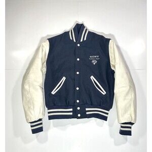Vintage 90s Sony Northeast Region Varsity Jacket Men Small Leather Holloway Y2K
